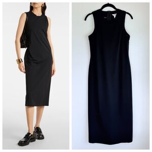 NWOT Max Mara Leisure Emilia Jersey Sleeveless Midi Dress in Black Size Small